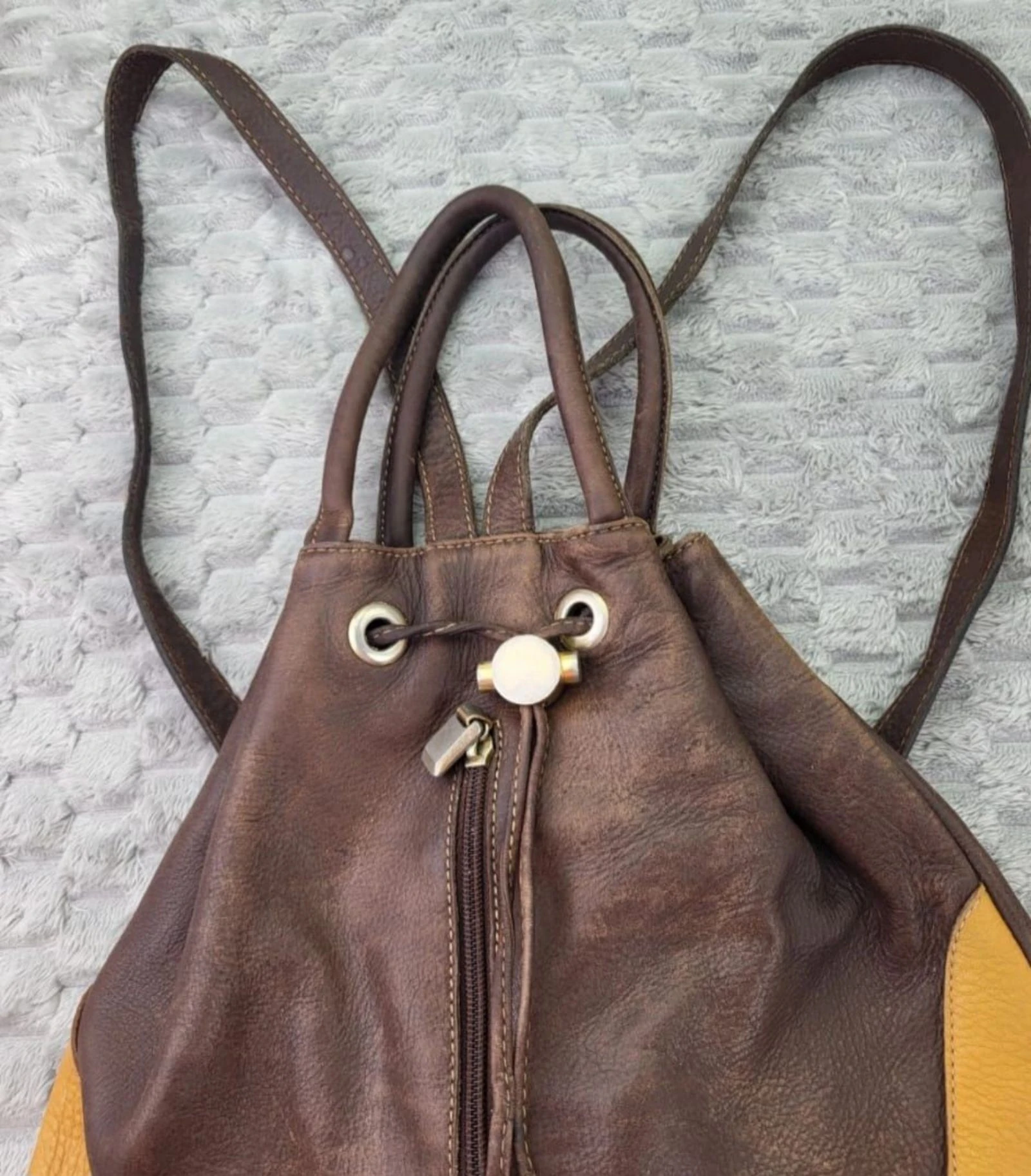 El Corte Inglés Real Leather Bucket Backpack Vintage Retro 90s – photo 10